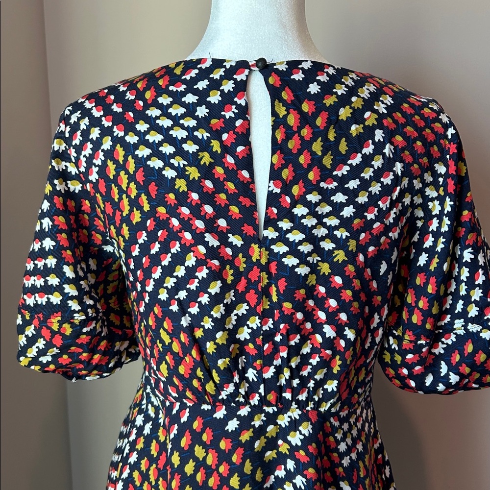 Anthropologie Maeve Melody Mini Dress Size Navy Floral Red White size 4P - Picture 8 of 12